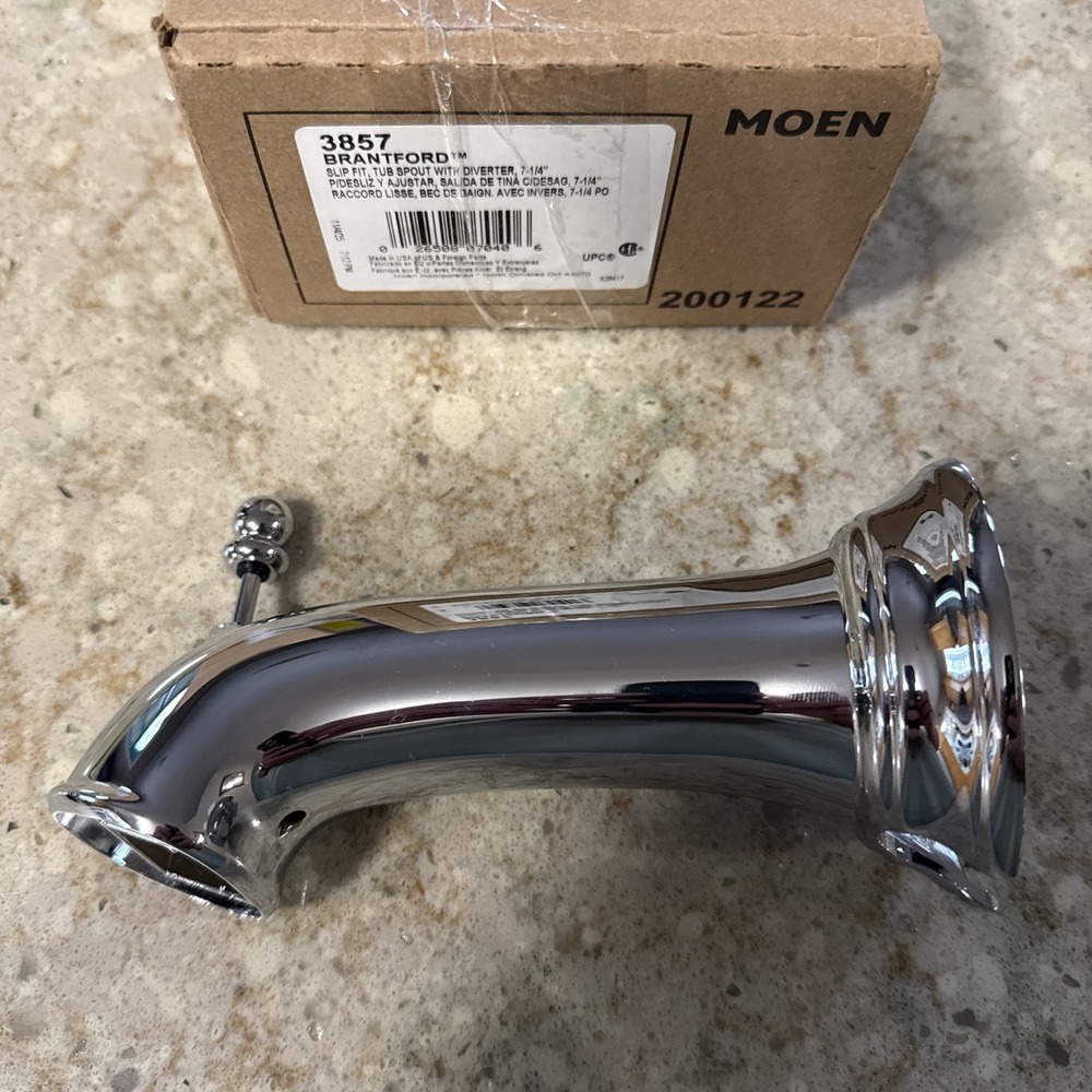 Moen Brantford 3857 Slip Fit Tub Spout with Diverter Chrome 7-1/4 Inch